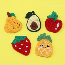 아트랄라 뜨개와펜 과일 (2개) 장식 DIY 부자재 귀여운 헤어핀만들기 미니손뜨개 자수패치, 파인애플