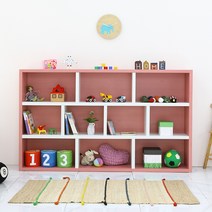 나산가구 낮은 3단 1950 책장, 화이트핑크