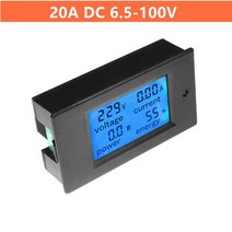 전압계 전력계LCD 백라이트 디지털 전력계 AC 80-260V DC 6.5-100V 20A 전력 에너지 와트미터 테스터, 20A DC 6.5-100V