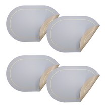 타원형 북유럽 식탁 테이블 방수 가죽 매트 4개세트, 그레이/베이지