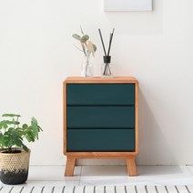 [로쏘] 루바 오크그린 원목 협탁 삼서랍, 색상:오크그린