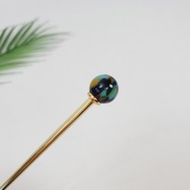 NEW 프랑스핀 호피 마블 영롱 구슬 메탈 14.5 cm 올림머리 뒤꽂이 헤어 비녀