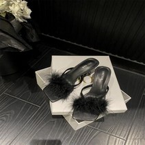 하이힐 슬리퍼 패션 좁은 밴드 깃털 장식 슬립 플립 플롭 야외 캐주얼 비치 샌들 스타 여성, black+37