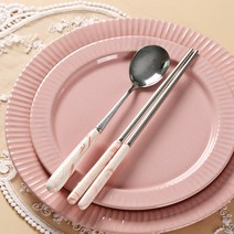cocooning 신혼부부 엔틱 빈티지 커트터리 스텐 수저세트, 로즈마블