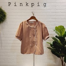 핑크피그 체크더블미니버튼블라우스(PPA21BL1107)