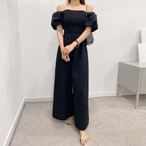 퍼니걸스 5133 오프 숄더 스모크 점프슈트 여성의류