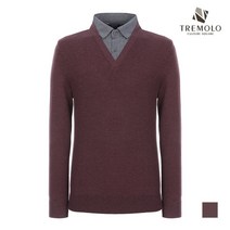 [트레몰로] [TREMOLO] 단가라 셔츠 레이어드 니트_TRHBPVZ8151