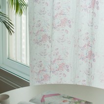 Linen Fabric 코튼 린넨 쉐비플라워 원단 대폭 15수 바이오워싱 엘리스 2색, 핑크