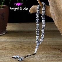 천주교성물 첫영성체선물 묵주 선택할 수있는 다양한 색상의 8mm 이슬람 천연 수지 팔찌 이슬람 예배를 위한 기도 구슬 팔찌, 회색