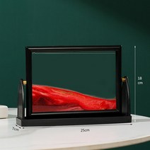 키네틱아트 크리에이티브 움직이는 모래 예술 그림 사각형 유리 3D 풍경 시계 회전 흐르는 홈 장식 선물, [01] 5 Inch-Blue