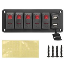 카라반 캠핑카 부품 수리용품 24v 12v 5 갱 라이트 토글 스위치 패널 usb 충전기 3.0 스플리터 자동차 액세서리 트럭 캐러밴 rv 밴 해양 보트 트레일러, 씨엔, 빨간색
