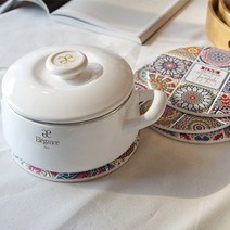 cocooning Persian 논슬립 도자기 코르크 원형 냄비받침, 1Ea, 러브앤드