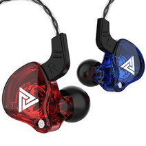 신제품 QKZ AK6 구리 드라이버 HiFi 스포츠 헤드폰 3.5mm 인이어 이어폰 마이크 헤드셋 음악 이어버드, blue and red_CN