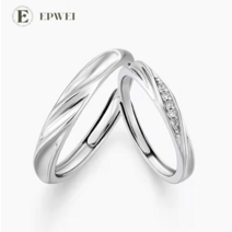 EPWEI 순은 커플링 결혼기념일 선물 대학생 애끼 예물 은반지 오픈링