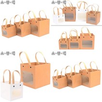 스마일 사각 창 선물백 선물포장 종이가방 화분쇼핑백, 대 - 브라운, 대 - 브라운