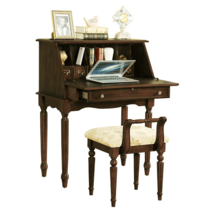 뷰로데스크 원목 컴퓨터 책상 유럽식 가정용 노트북 앤틱, 옵션, 굽은발 다크브라운테이블+의자