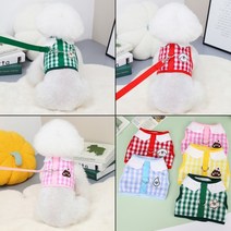 강아지 하네스옷 봄 여름 조끼형 소형견 가슴줄, 초록