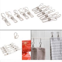 사진 걸이 붙이기 폴라로이드 사진 꾸미기 노끈 벽에사진붙이기 스텐 포토 클립 집게 10P, 단일
