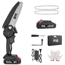 일본 충전식 전기톱 6인치 무선 소형 미니 전기 체인톱 스틸 벌목 강철 목재 한손 톱, 6인치 기본형 풀세트