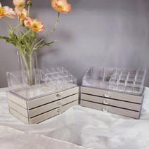 라인클로버 보석함 악세사리 보관함 주얼리 박스 미니 아크릴 반지 목걸이 귀걸이 다기능, 아이보리
