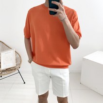 남자 여름 린넨 비비드 라운드 반팔 니트 티셔츠(9color)