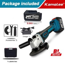 무선그라인더 전기 앵글 그라인더 18500rpm 100mm125mm 45 인치 마끼다 18V 배터리와 호환되는 4 단 스피드, 1x5.0Ah ToolBox Set+100mm EU