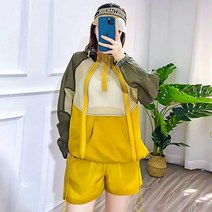 여성 래쉬가드 세트 낚시복 트레이닝 UPF50+ 통기성 아리즘 바람막이 피부보호 여름 필수품, 옐로우세트