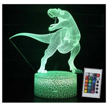 3D 착시 공룡 7 색 LED 원격 제어 터치 수면 야간 조명 동물 속에서 빛나는 장난감 소년 생일, 03 04 Crack base
