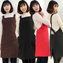 하랑이플 엑스자단추앞치마(FREE BIG) 빅사이즈 바리스타 주방 업소용앞치마, 엑스자찍찍이(FREE)-블랙