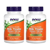 Now Foods 나우 푸드 삼키기 쉬운 밀크씨슬 실리마린 스트렝스 고함량 간 영양제 750mg, 180정