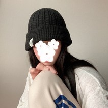 떨샵 힙한 라벨 니트 버킷햇 비니 벙거지 모자 2color