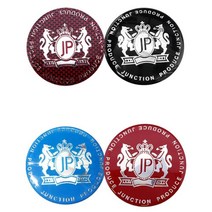 일본 정션 프로듀스 휠캡 엠블럼 4개세트 고강도 UV하드코팅 CAP 로고 차량 마크 스티커, 56mm JP 체스레드, 1개
