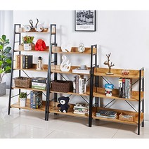 르라온모던 사다리형 다용도 선반 철제 수납 조립 책장, 5단, 블랙