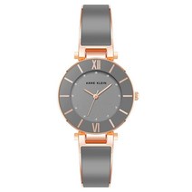 Anne Klein 여성용 글리터 액센트 다이얼 뱅글 시계 AK/3956 라이트 그레이/로즈 골드