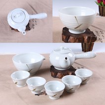 5인다기 종합세트 백자 화이트 균열 전통 다도 세트 녹차잔 티세트