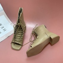 토오픈 가죽 앵클 부츠 캐주얼 숏부츠