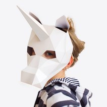 종이가면 페이퍼크래프트 도안 3D 모형 접기 DIY 페이퍼토이 동물 입체퍼즐 토끼 유니콘 여유 호랑이 말, G + 광택타입