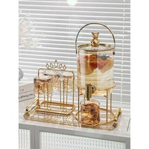 워터 디스펜서 대용량 내열유리주전자 물통 컵세트, 베어물탱크 + 4컵세트 (투명색상)플라스틱수전