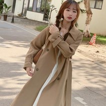 여성 트렌치 코트 핸드메이드 패션 바람막이 캐시미어 봄 가을
