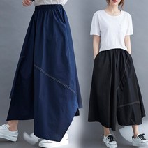 도니와 여성 사선 스티치 밴딩 플레어 언발 데일리 스커트