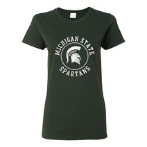 NCAA 디스트레스드 서클 로고 팀 컬러 여성용 티셔츠 칼리지 대학교 Msu 스파르탄 숲 422559, Msu Spartans Forest, 3X-Large