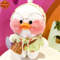 PKTOYS소녀 마음 큐티 손베개이 볼빵빵 오리 명절 메신저 선물크 리스마스 여자친구 선물 메신저, 수박 헤어 벨트 파우더 티셔츠 멜빵 체인 가방, 노란 오리 30cm