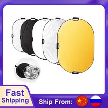 5in 1 멀티 디스크 사진 스튜디오 타원형 접이식 라이트 반사판 100x150cm 휴대용, 한개옵션0