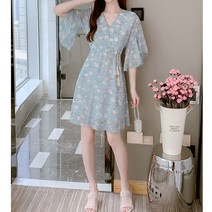 프린지스트링 팔뚝살커버 쉬폰 A라인 미니원피스