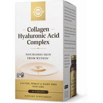 히알루론산 Solgar 콜라겐 복합체 30정 가수분해 타입 2 및 콘드로이틴 함유 비 GMO 글루텐 유제품 없음 30회분