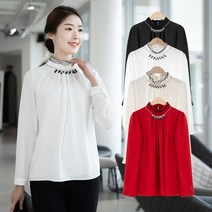 모슬린 엄마옷 넥크리스 레이온 블라우스 EBL112245 마담 미시옷 중년여성의류 빅사이즈 50대 60대여성옷
