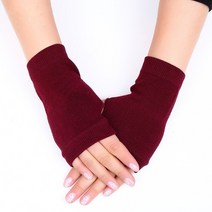 짙은 양모 니트 장갑 겨울 여성 하프 핑거 플립 야외 소녀 핑거리스 노출, [01] One size, [13] D Wine red