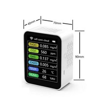 가스 일산화탄소 감지기 공기 질 포름알데히드 모니터 온도 습도 Hcho Tvoc Co Co2 Pm10 Pm2.5 1 2 3피스, White WIFI-NDIR 1pc