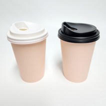 테이크아웃 13온스 종이컵 베이비핑크칼라100개+뚜껑100개 세트상품, 13oz 베이비핑크컵100개+10/13개폐 블랙100개