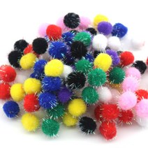 [홈앤스쿨] 칼라 반짝이 뿅뿅이 (18mm) 폼폼이 솜방울 단색 혼합색상, 빨강